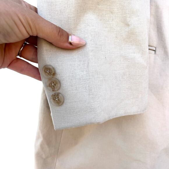 Peter Christian Men’s Suit Set Blazer Jacket Pants Slacks 48R Linen Cotton Beige - Picture 7 of 11